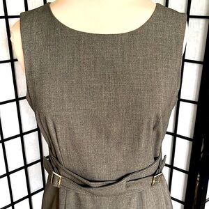 Calvin Klein Gray Twill Tailored Dress with Adjustable Self Belt 10